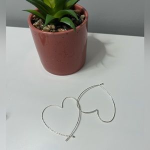 Stella & Dot Silver Essential Hammered Heart Hoops